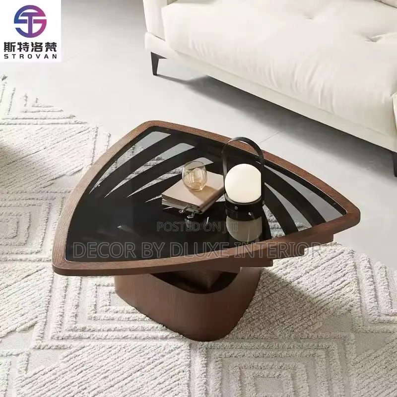 Modern Triangle Glass-Top Coffee Table