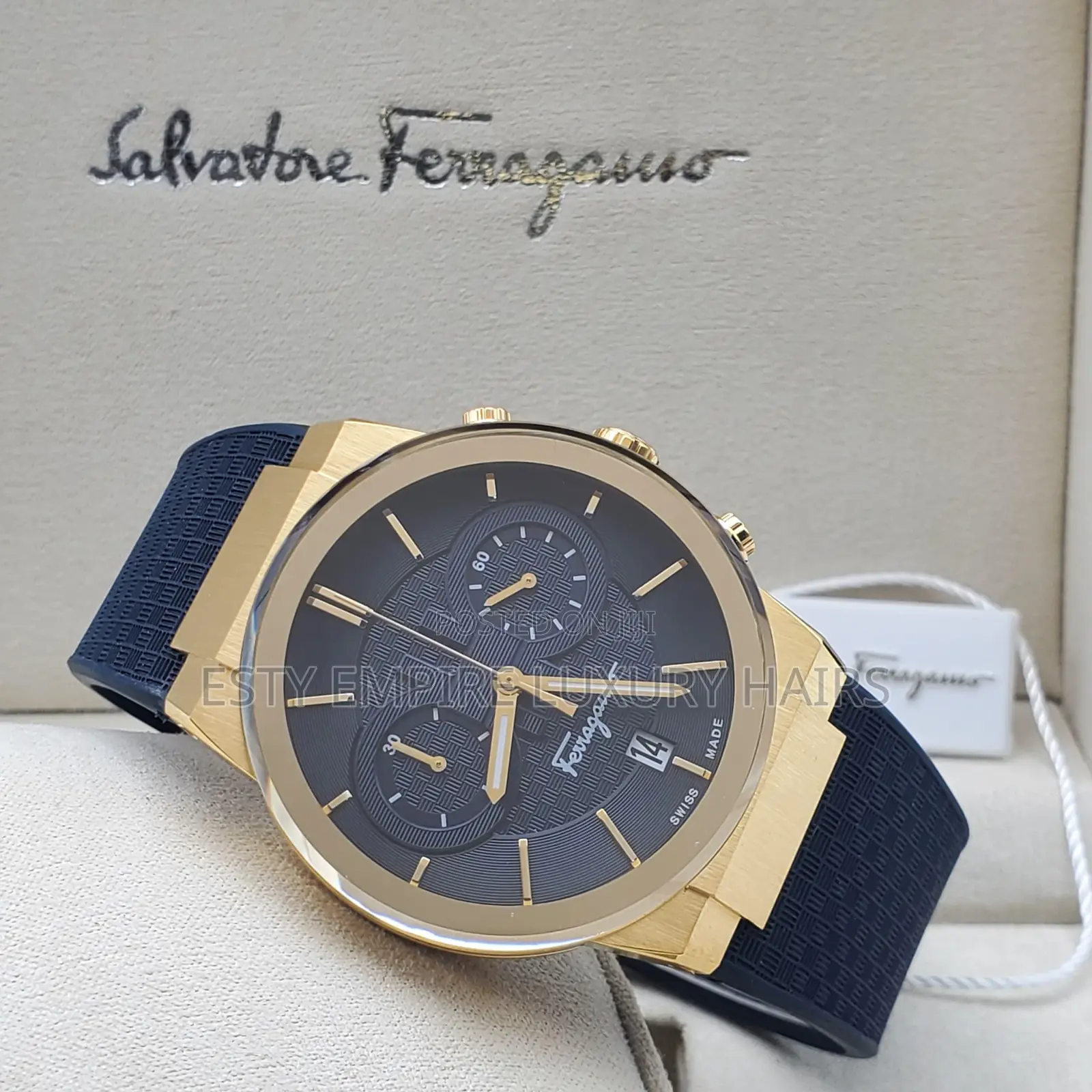High Quality Luxury Salvatore Frrragamo Leather Wristwatch