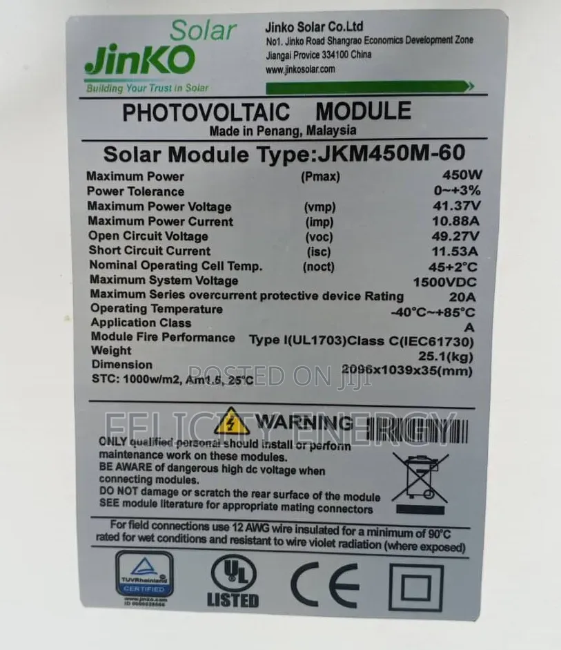 Jinko Solar Panel 450watt