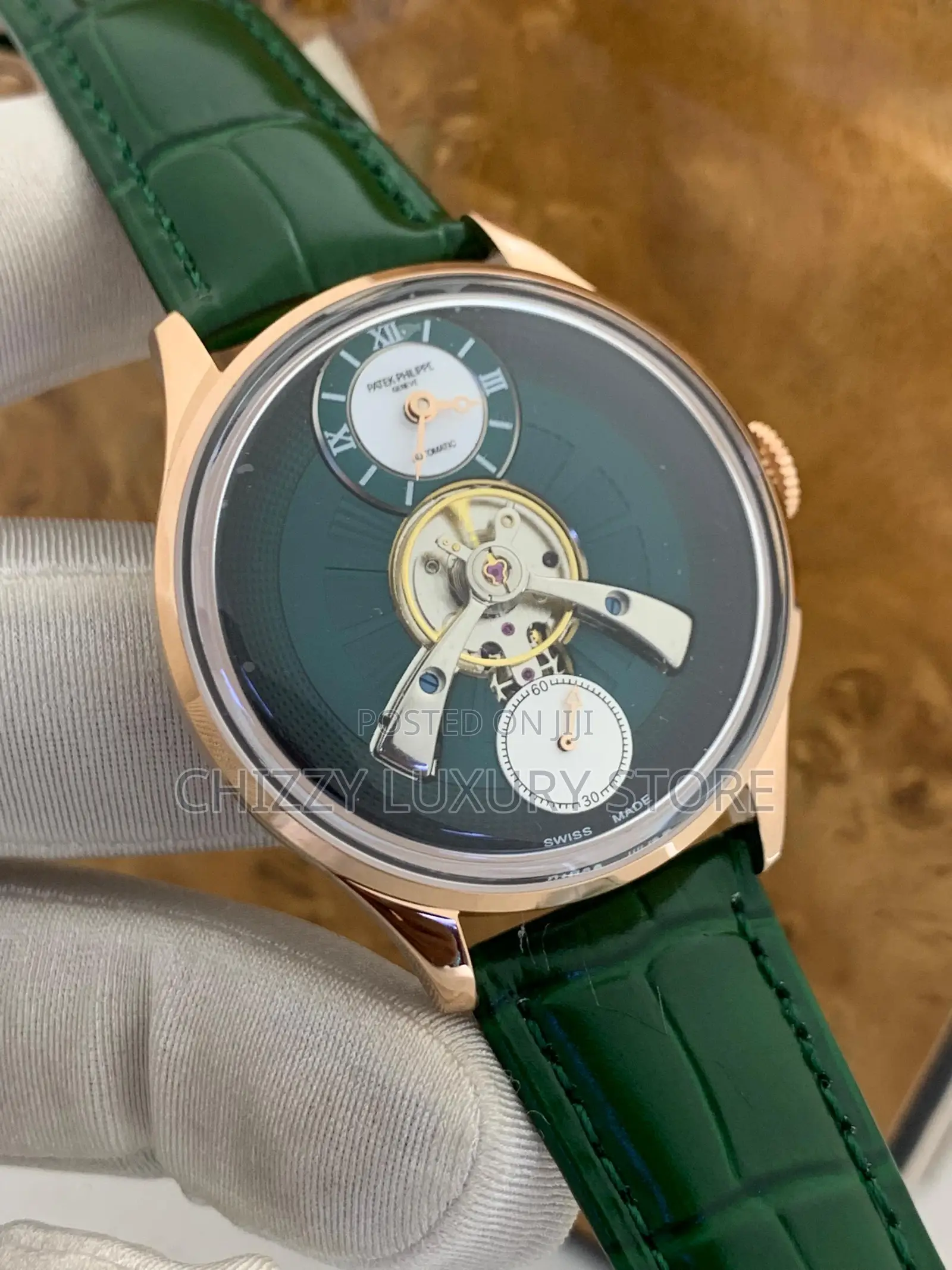 Patek Philippe Quality Luxury Chronograph Genuine Leather Wristwatch