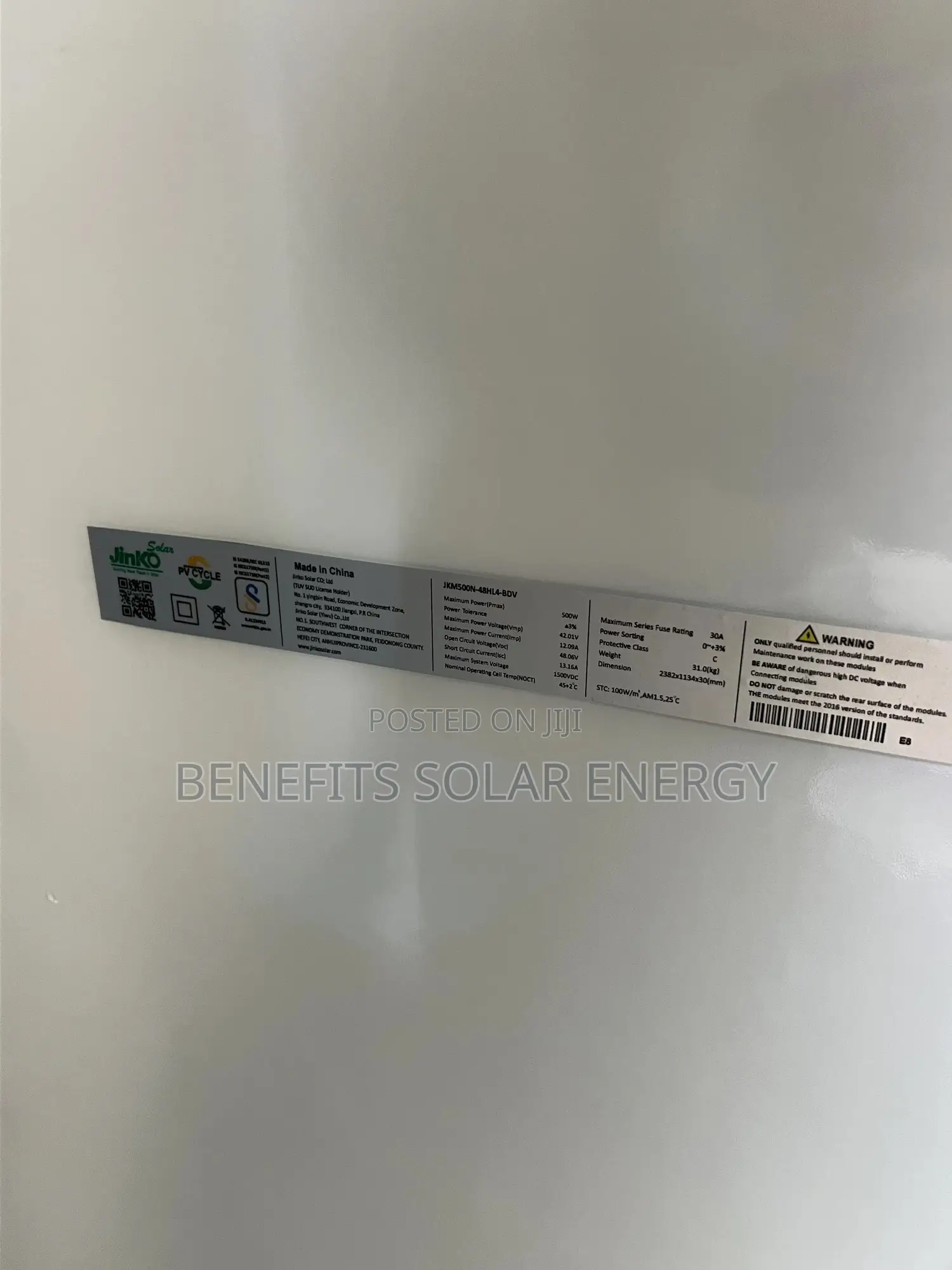 500w Brand New Jinko Solar Panel
