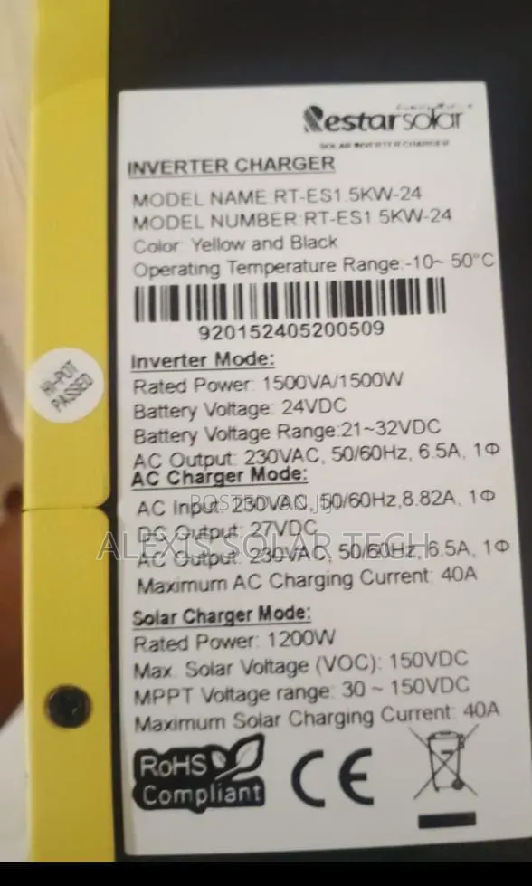 1.5kva 24v Restar Solar Hybrid Inverter