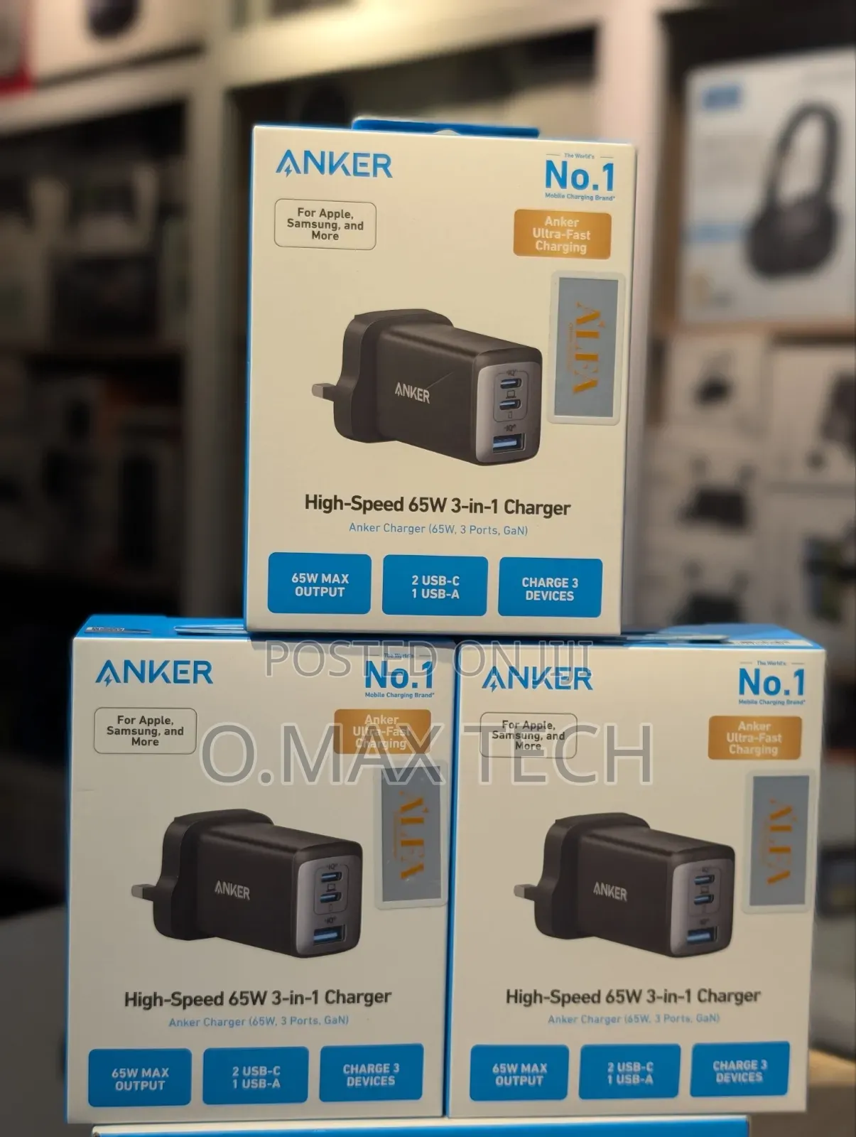 Anker Powerport Iii - 3-Port Usb-C - 65w - Adapter