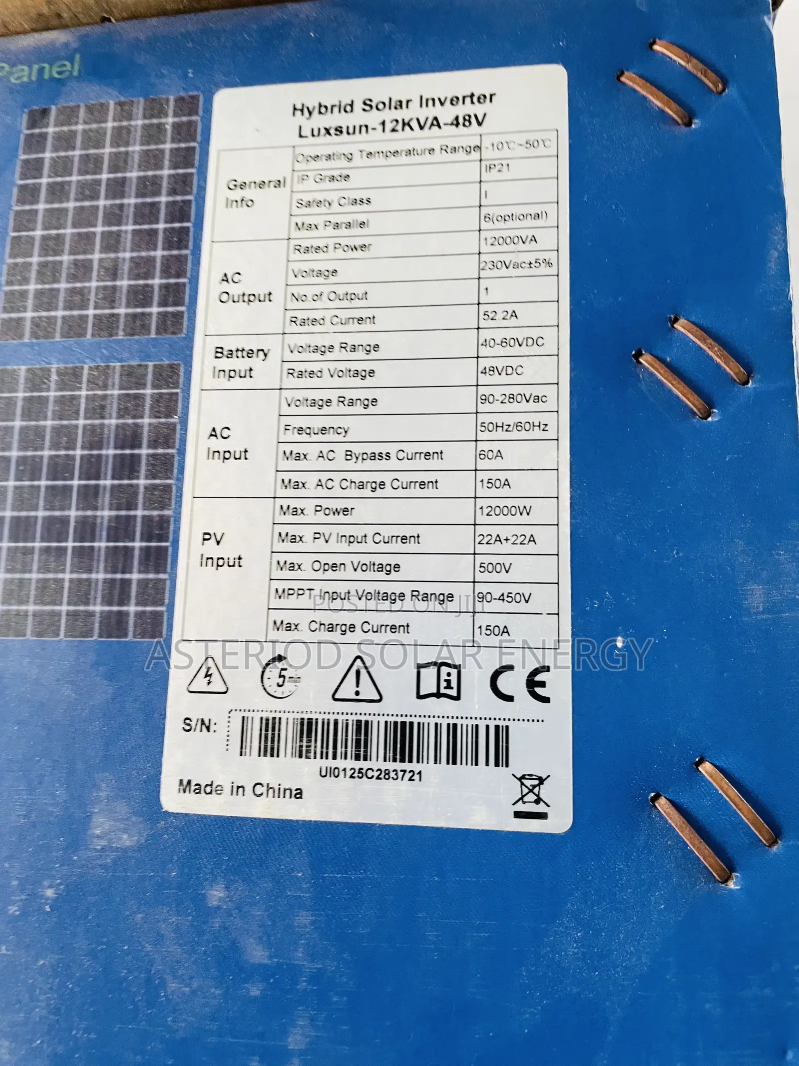 12kva 48v Luxsun Hybrid Solar Inverter