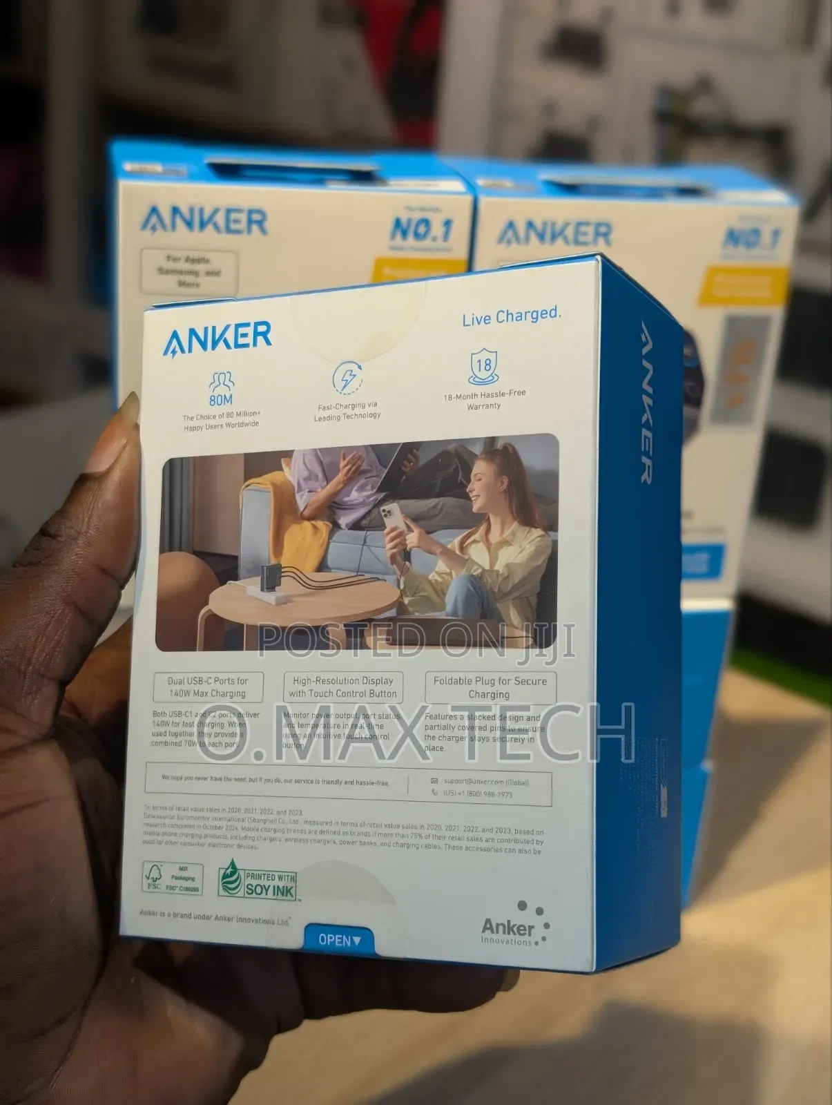 Anker Charger (140w, 4-Port, Pd 3.1) 4 Output Charger With Usb-C Cable