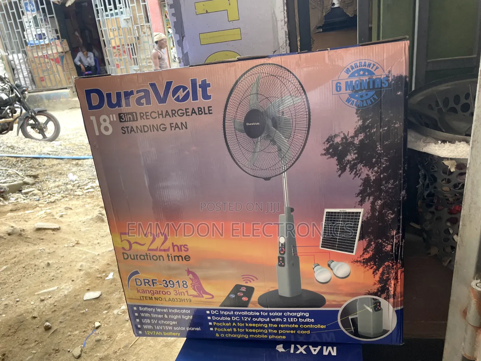 Duravolt 18 Inch 3in1 Rechargeable Standing Fan