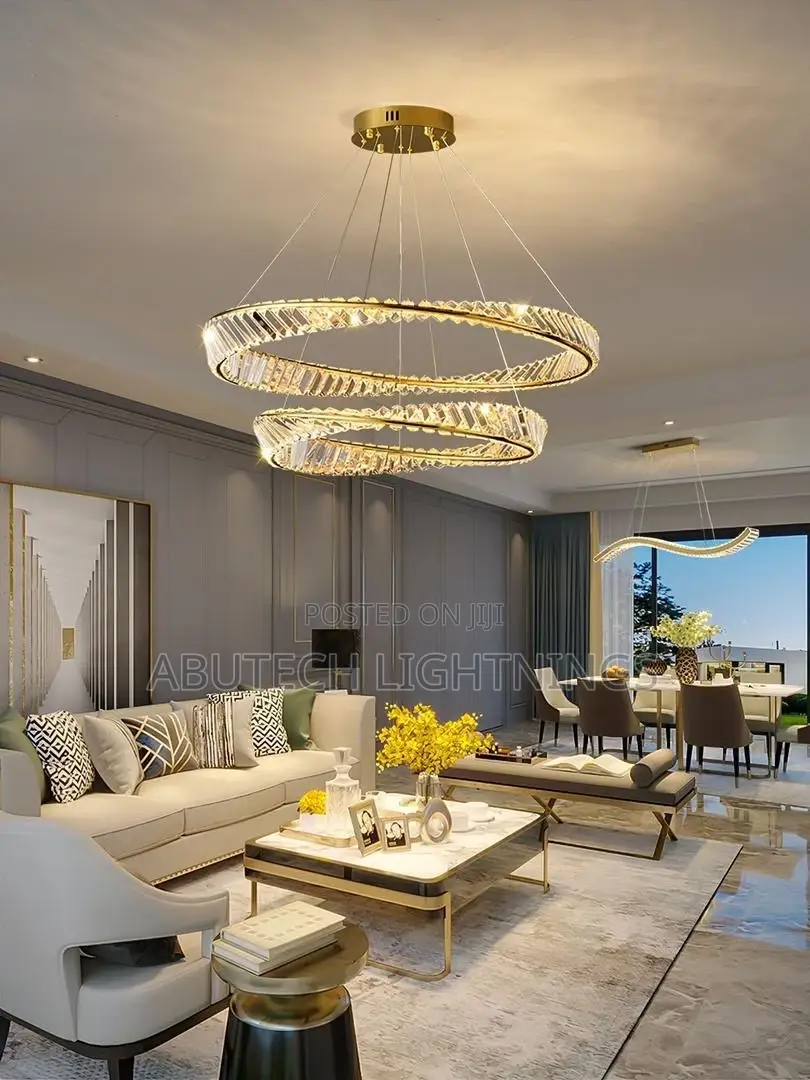 2 Ring Tilt Crystal Led Chandelier