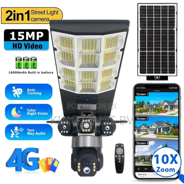 2 in 1 3 Lens Solar Street Light Camera
