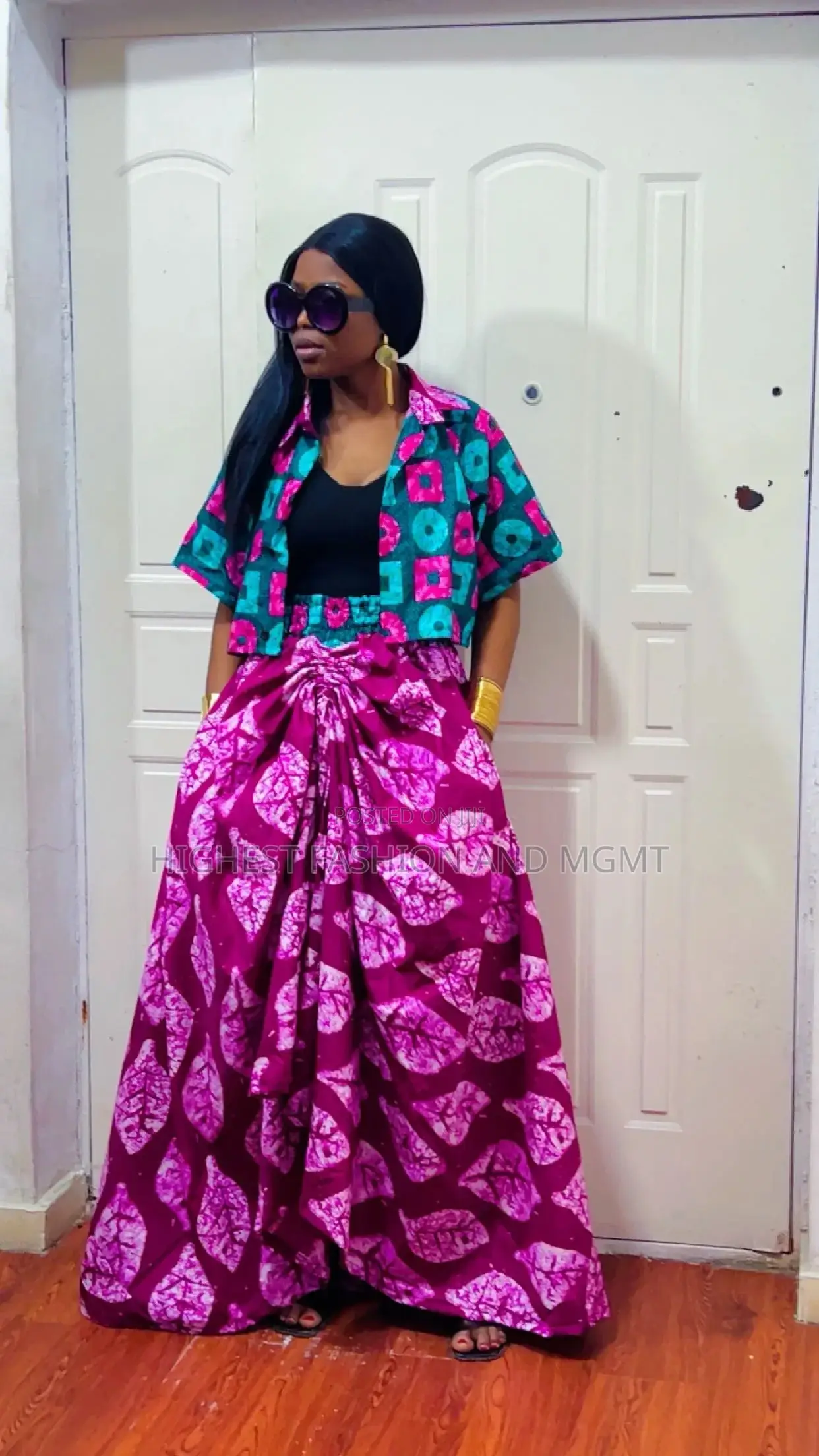 Cropped Button-Down and Draped Wrap Skirt - Style 891