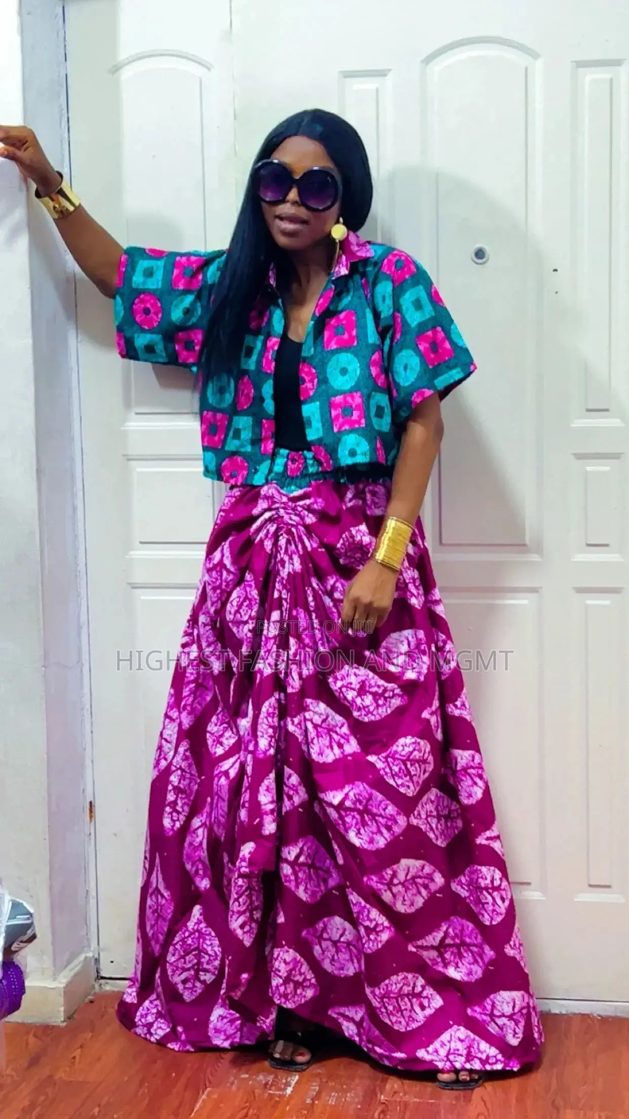 Cropped Button-Down and Draped Wrap Skirt - Style 891