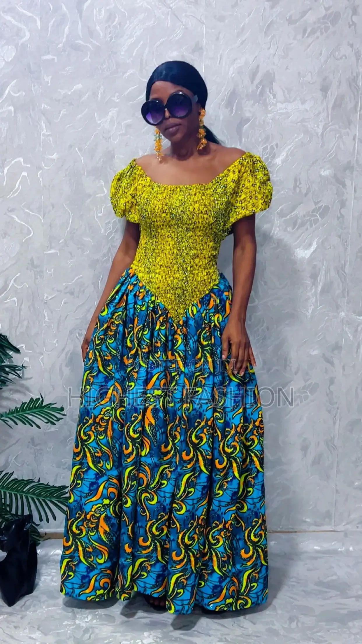 Ankara Smocked Mini Dress With Puff Sleeves - Style 540