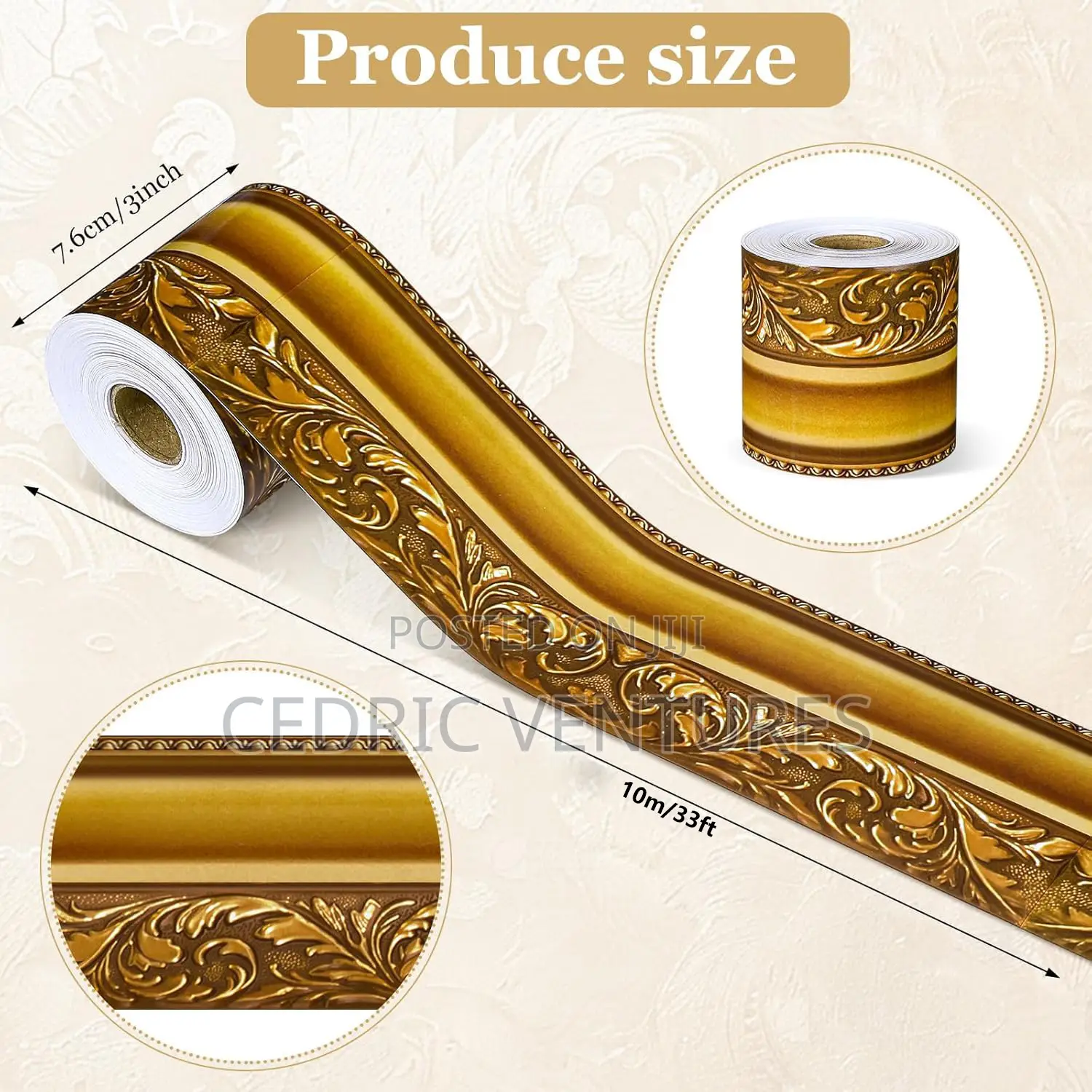 Vintage Gold Bulletin Board Roll Photo Frame - 7.6cm X 10cm