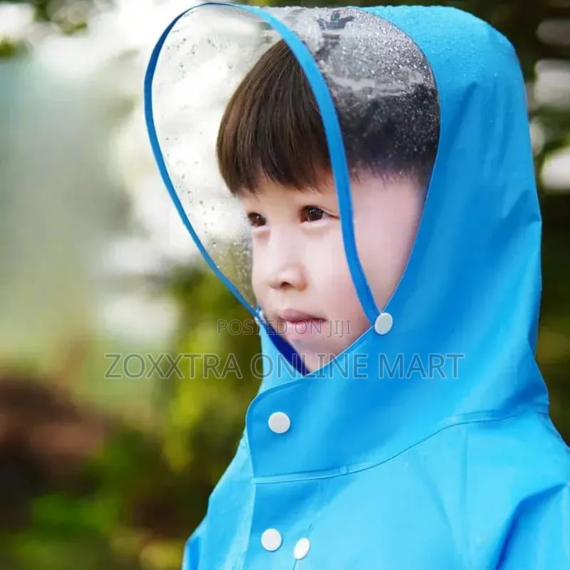 Cute Children Raincoat With Waterproof Bag Space and Face Shield