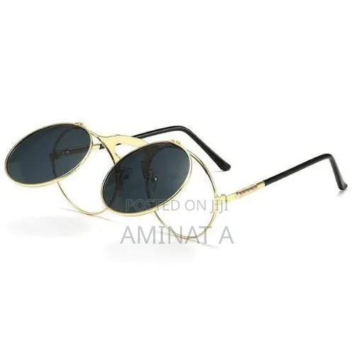 Men Retro Double Lens Round Sunglasses