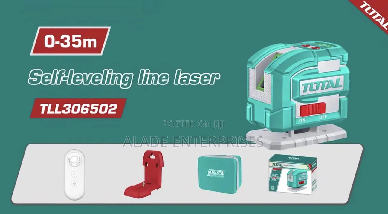 Total 5-Line Green Self-Leveling Laser, 360° Rotation, 35meter