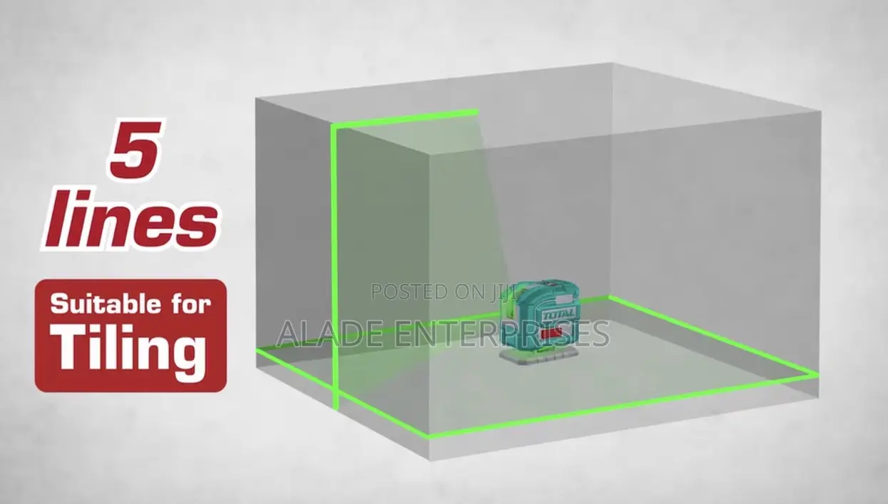 Total 5-Line Green Self-Leveling Laser, 360° Rotation, 35meter