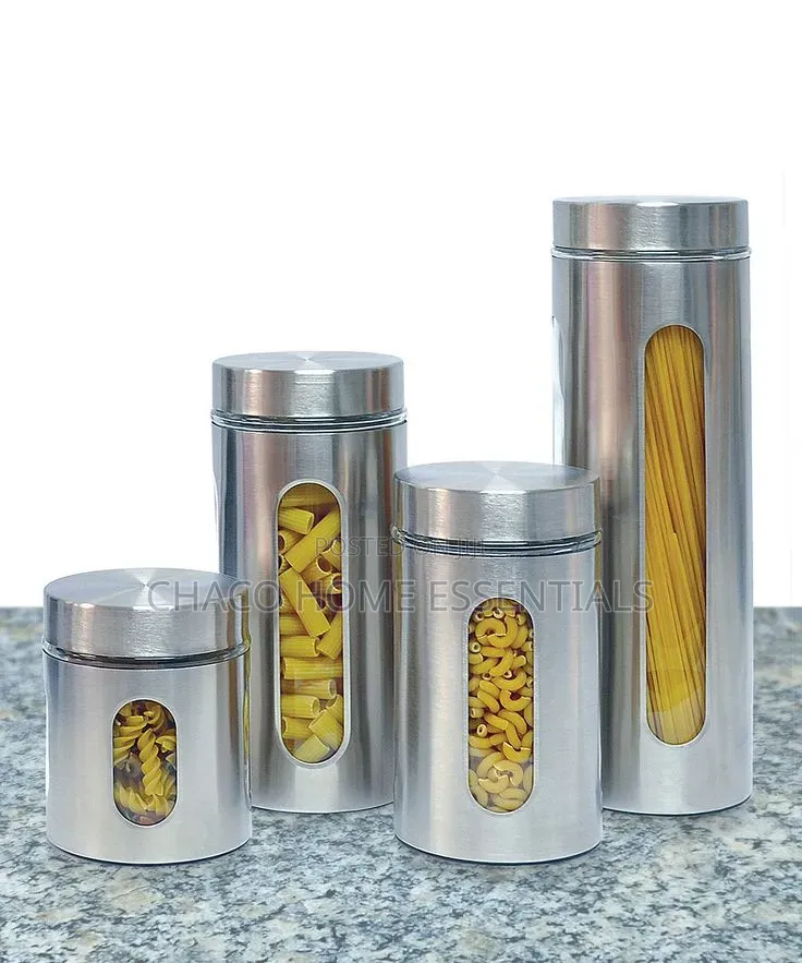 4-Piece Stainless Steel Canister Storage Jar
