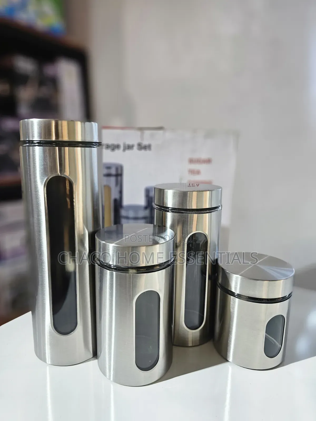 4-Piece Stainless Steel Canister Storage Jar