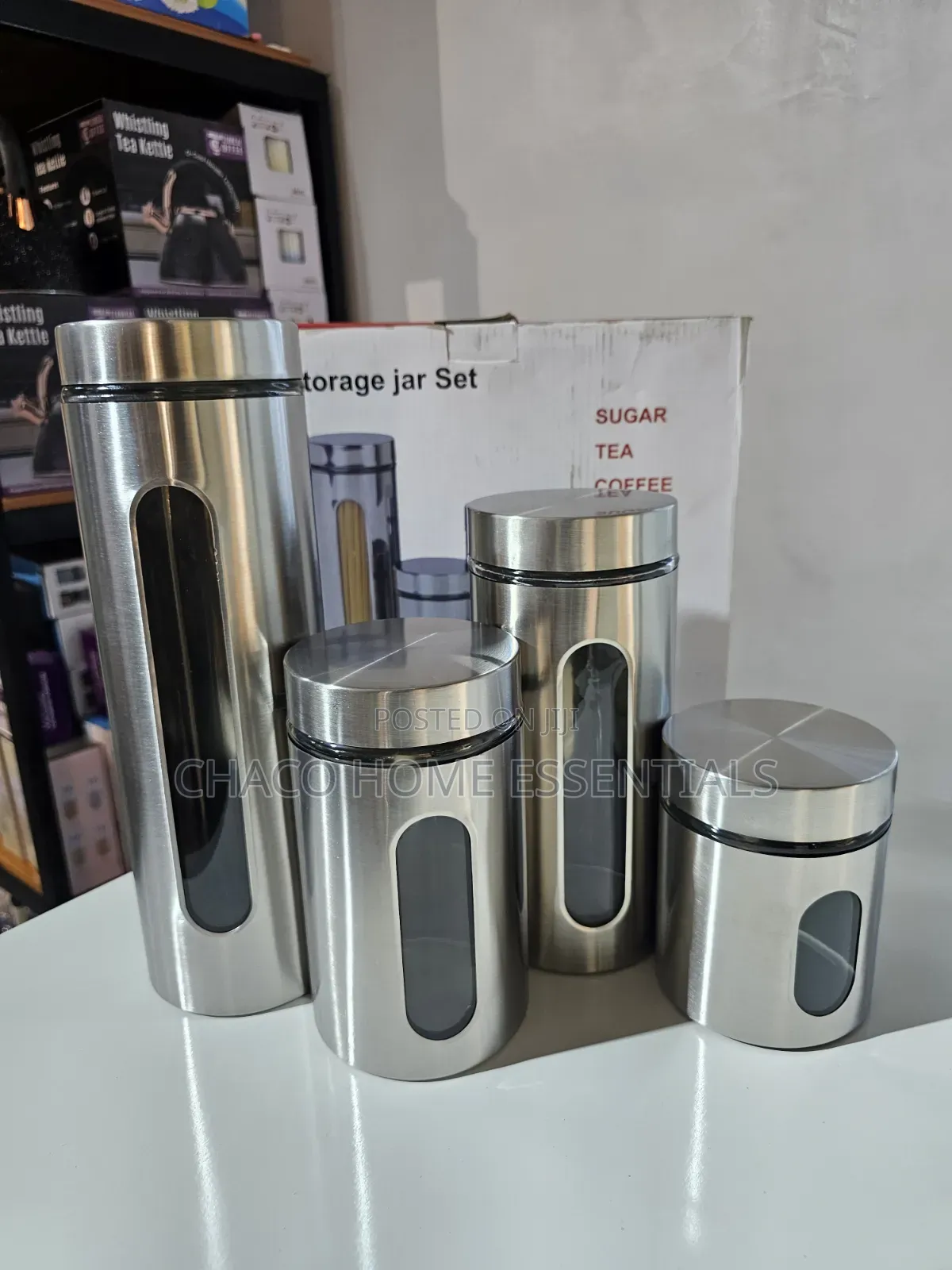 4-Piece Stainless Steel Canister Storage Jar