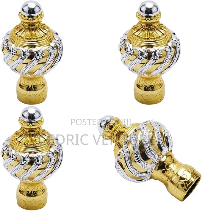 4pcs Curtain Rod Covers Ends Gold Plastic