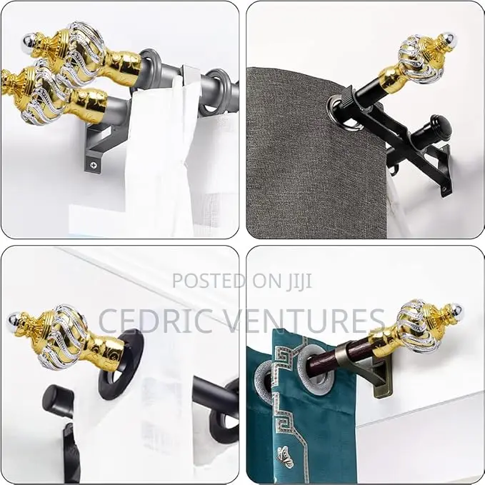 4pcs Curtain Rod Covers Ends Gold Plastic