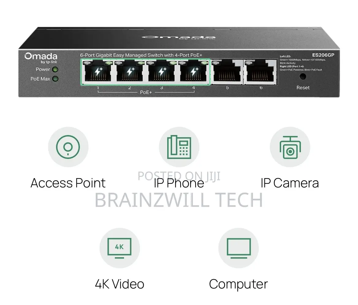 Tp-Link Es206gp | Omada 6-Port Gigabit Managed Switch With 4-Port Poe
