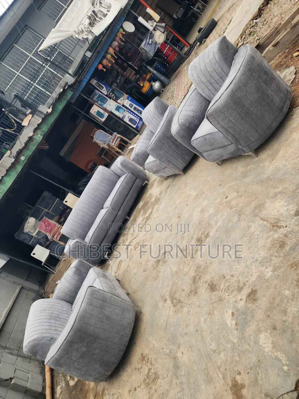 Grey Padded Ulphostery Seven Seaters Chairs.