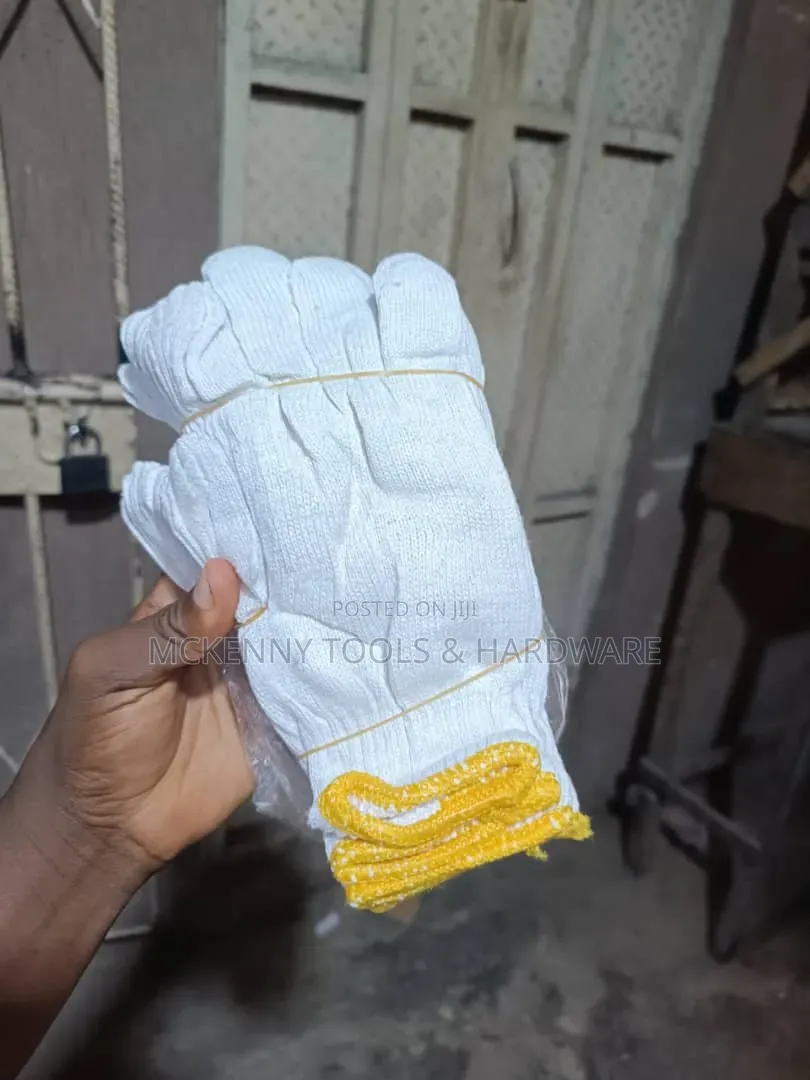 White Knitted Cotton Safety Work Gloves,