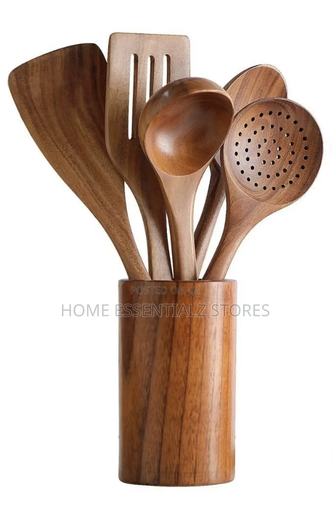 Wooden Cooking Utensil Set With Matching Holder - Kitchen Wooden Spoon