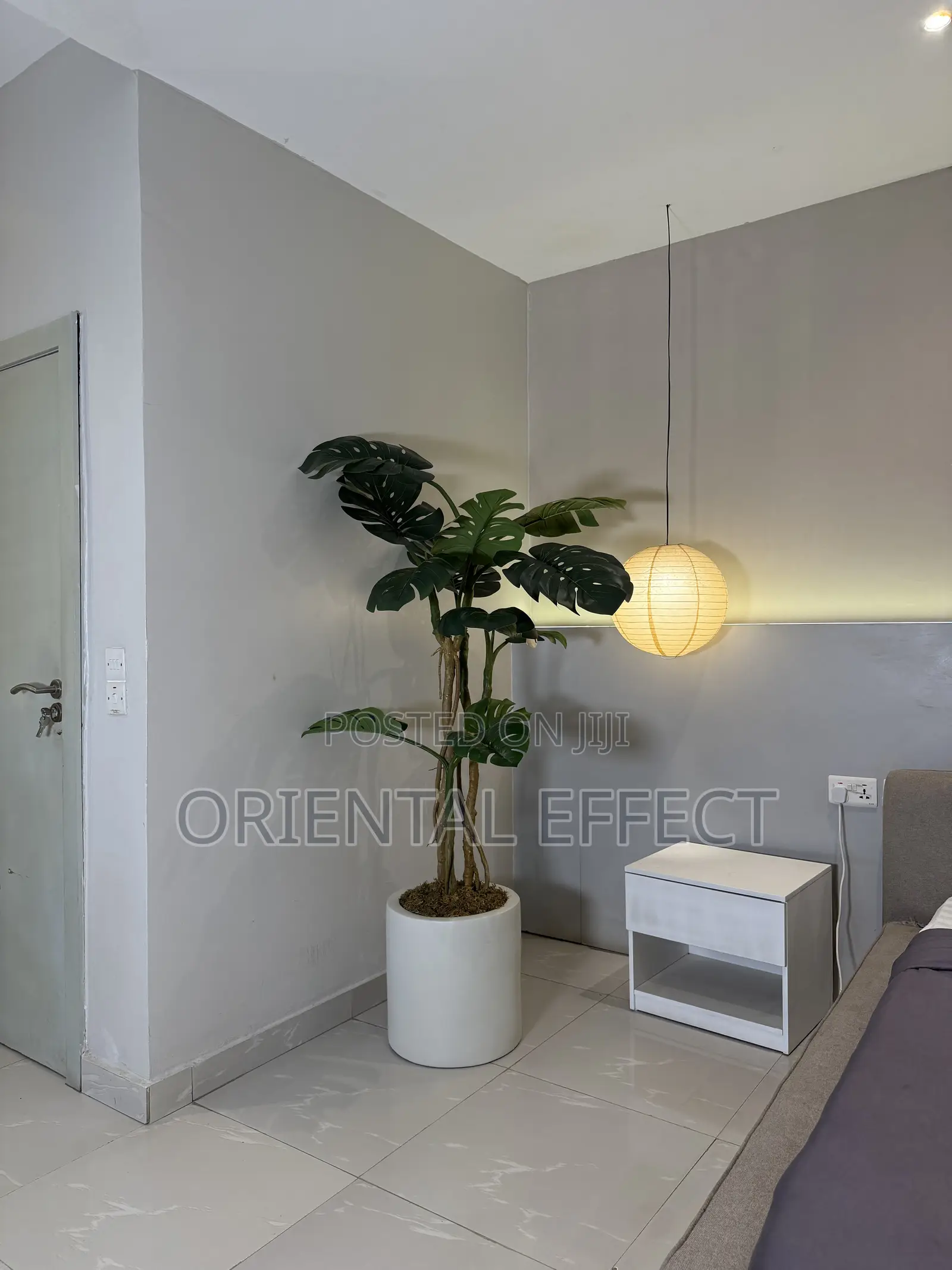 Artificial Turtle Monstera in Glossy White Cylinder Pot | Indoor Decor