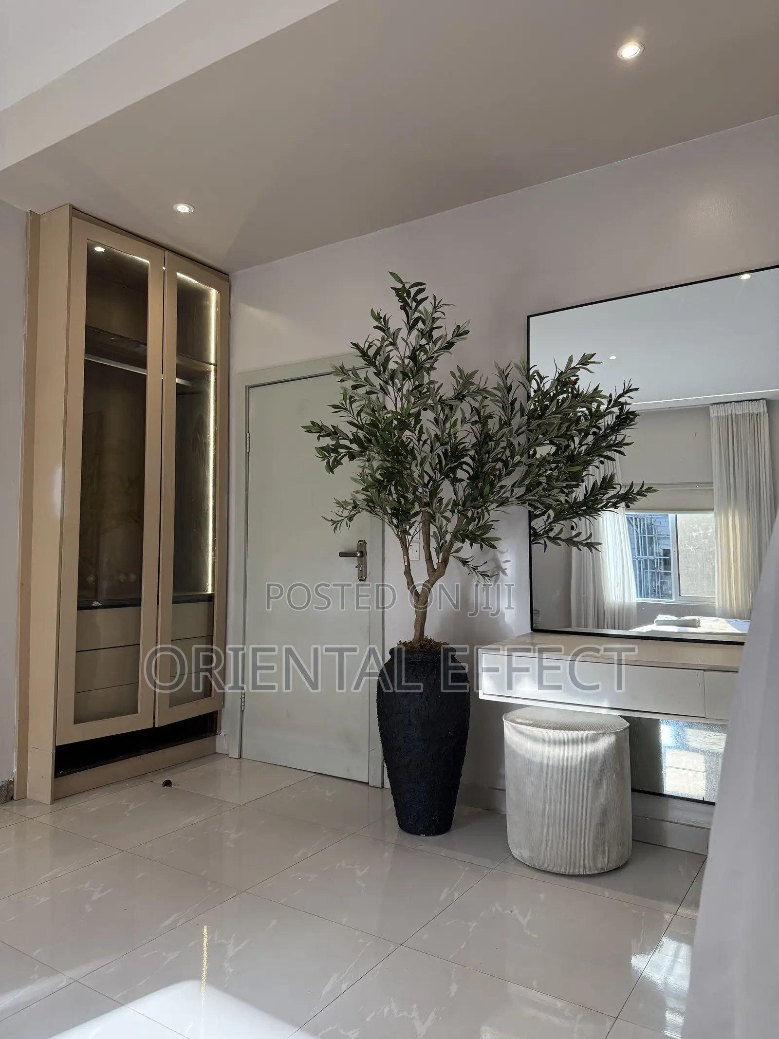 Artificial Wide Olive Tree in Textured Black Nyx Pot– Interior Styling