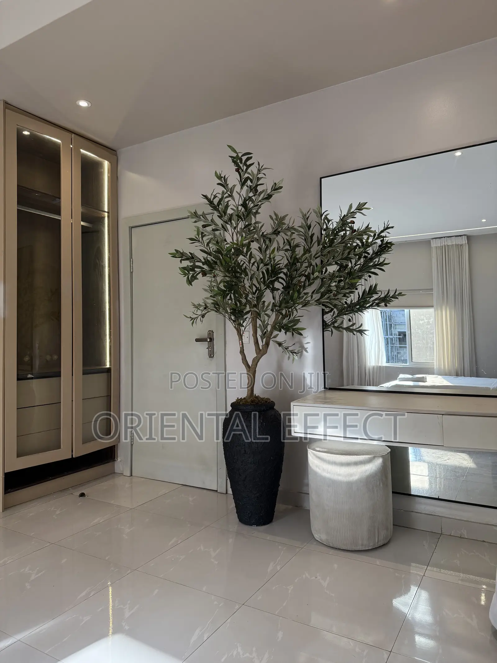 Artificial Wide Olive Tree in Textured Black Nyx Pot– Interior Styling