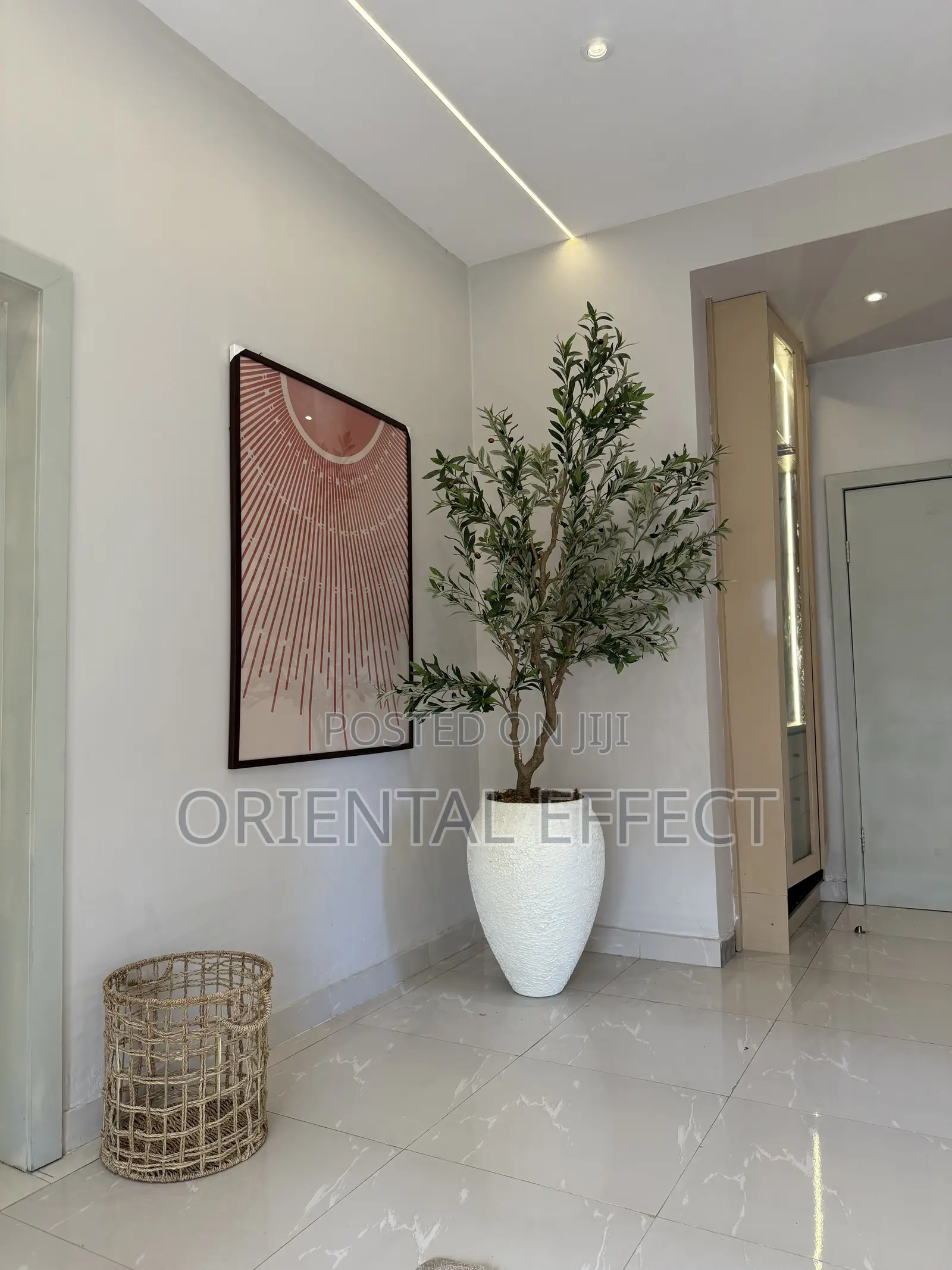 Artificial Wide Olive Tree in Textured Off-White Lake Pot – Home Decor