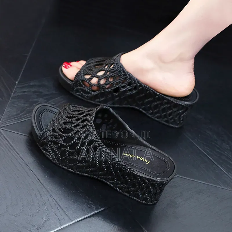 Hollow Out High-Heeled Thick Slippers for Women