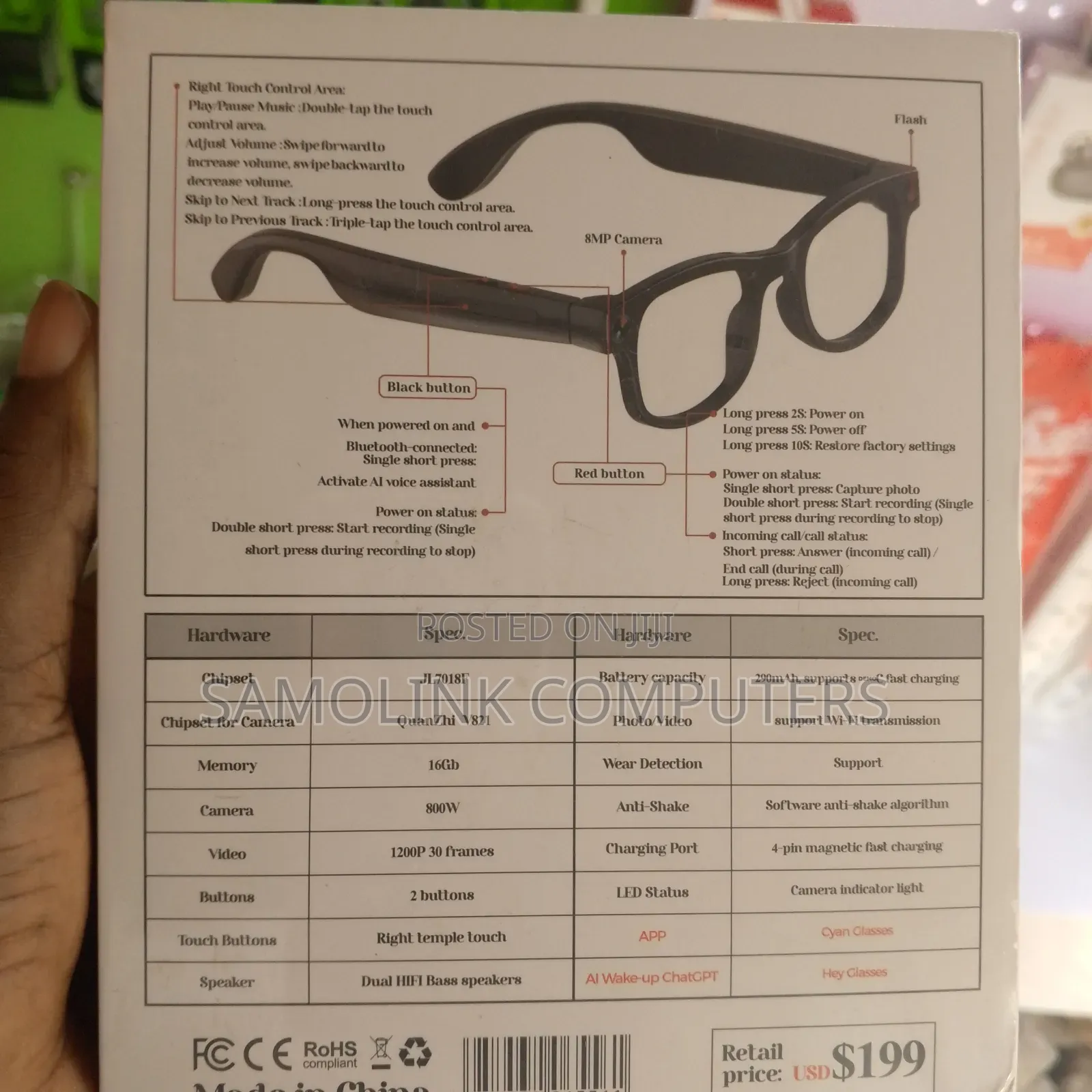 Aimb-g1 8 -megapixel Ai Smart Camera Glasses