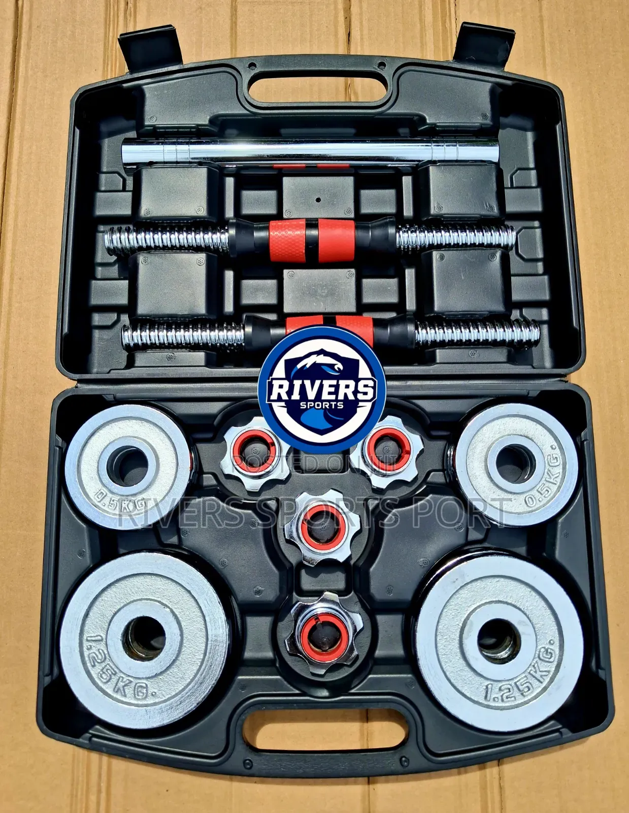 10kg Chrome Adjustable Dumbbell Set With Extension Rod/Connector Box