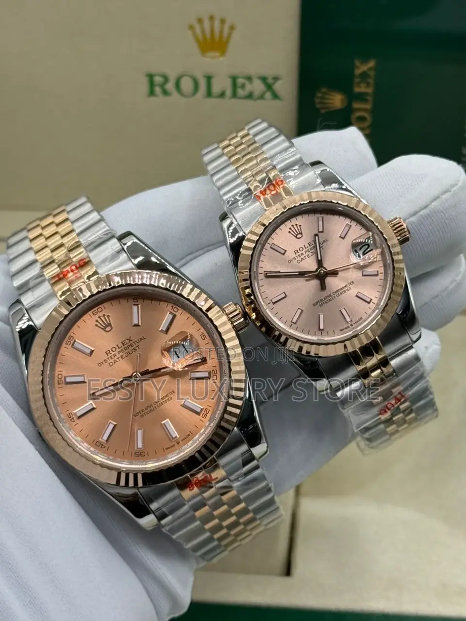 Original Rolex Date - Just White Dial Chain Watch