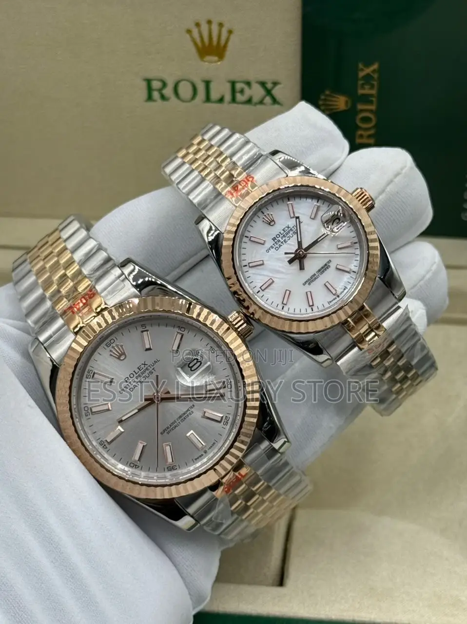 Original Rolex Date - Just White Dial Chain Watch