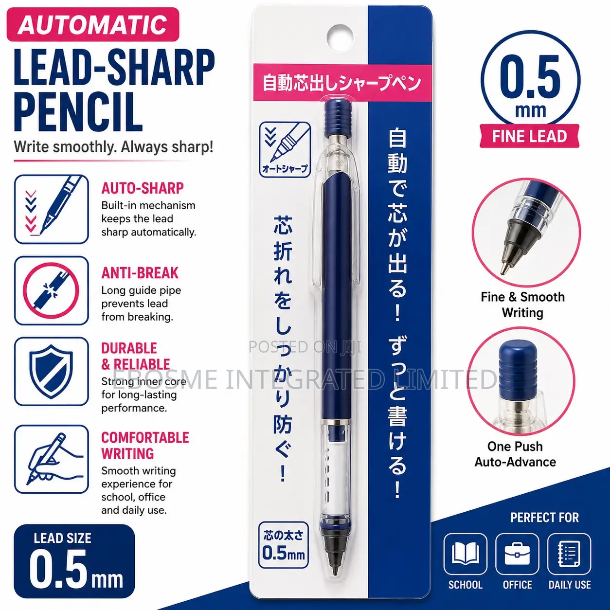 Automatic Lead-Sharp Pencil – 0.5mm Fine Lead Mechanical Pencil