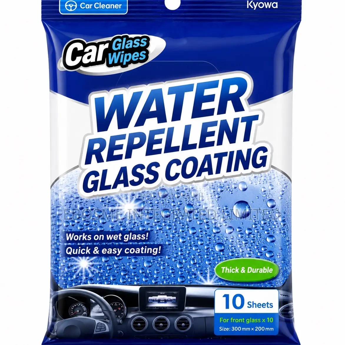 Car Glass Coating Wipes – Water Repellent Glass Cleaner (10 Wipes)