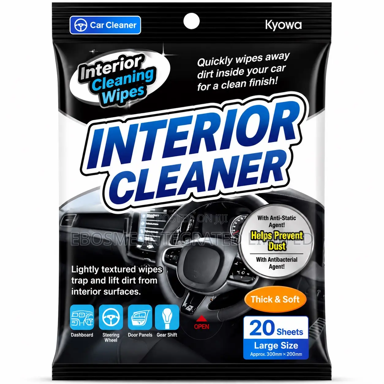 Car Interior Cleaner Wipes –Anti-bacterial Wet Cleaning Wipes (20 Pcs)