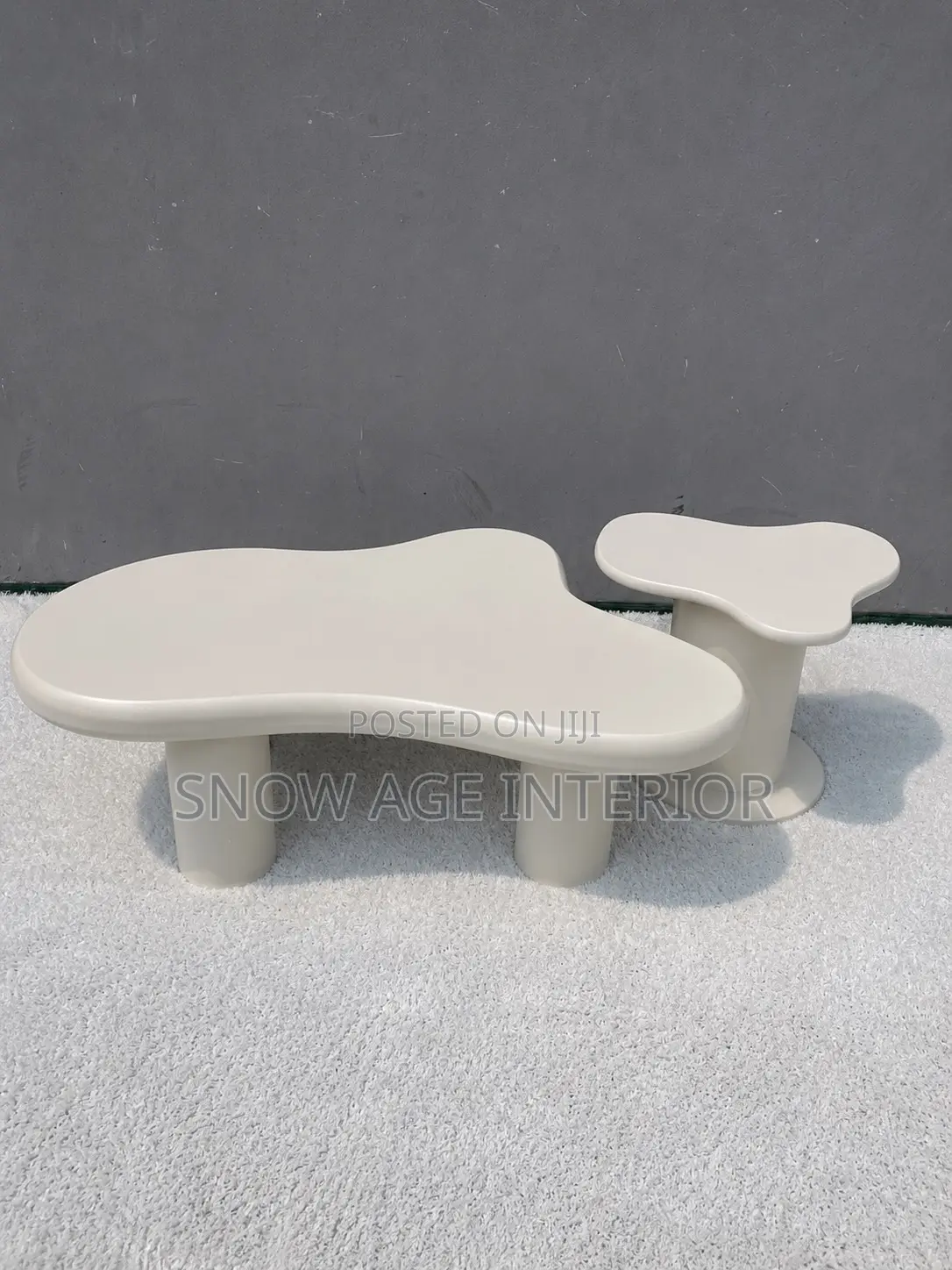 Sculptural Pebble Coffee Table Side Table Set.
