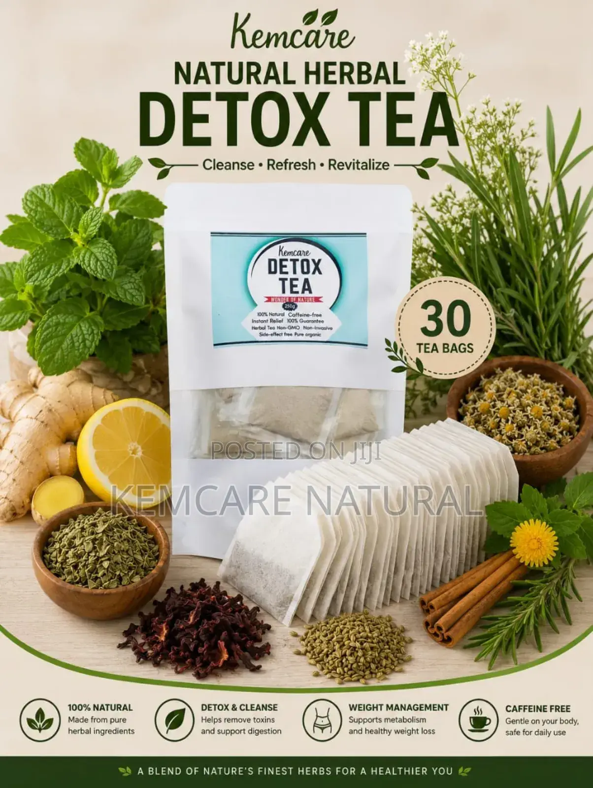 Detox Tea for Kidney Cleanse Herbal Blend Withdandelion Ginseng Ginger