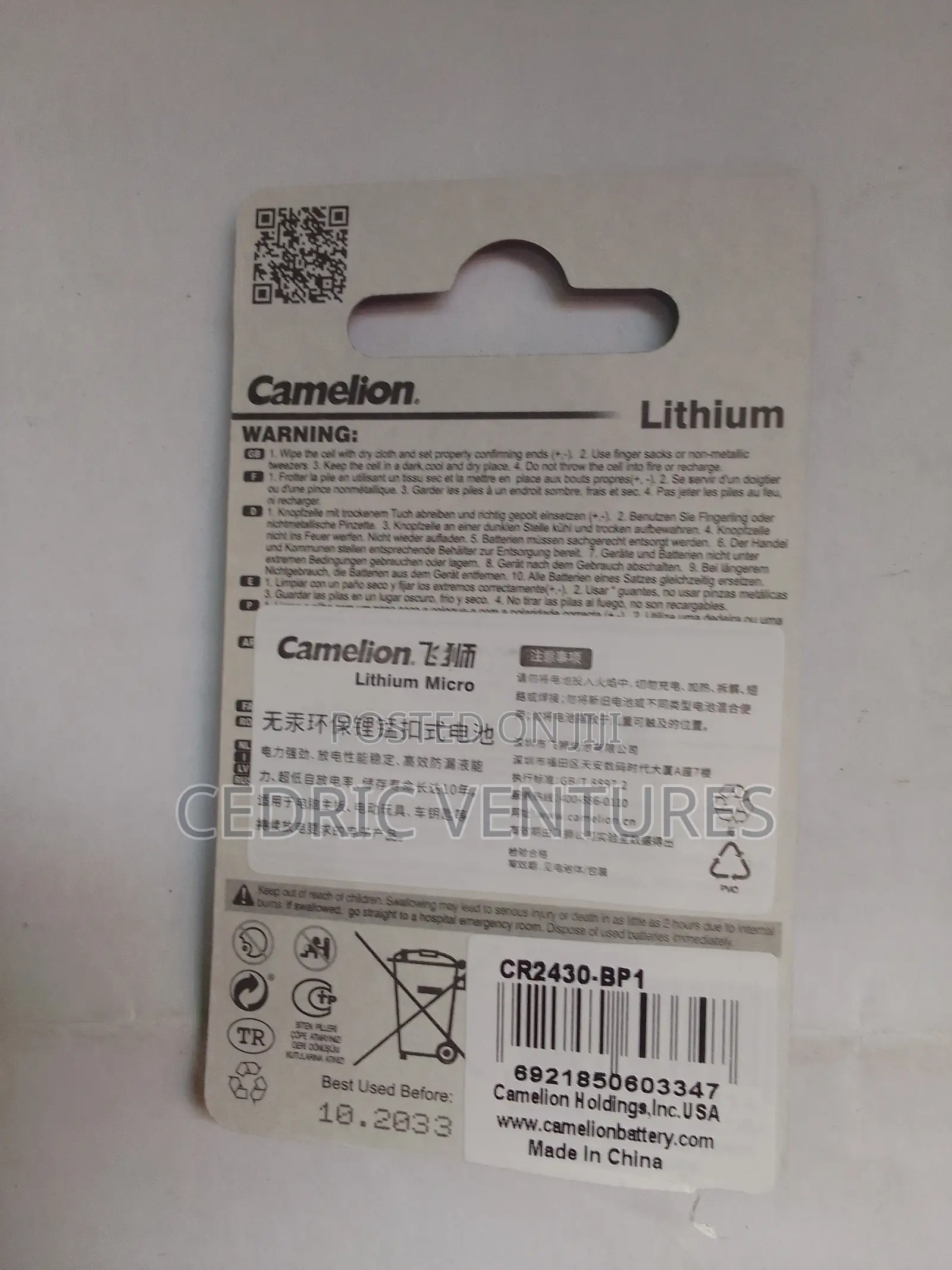 Camelion Cr2430 3v Lithium Coin Cell Battery