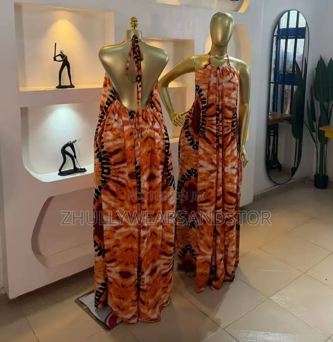 High Quality Full Length Backless Bubu Alter Neck Gown