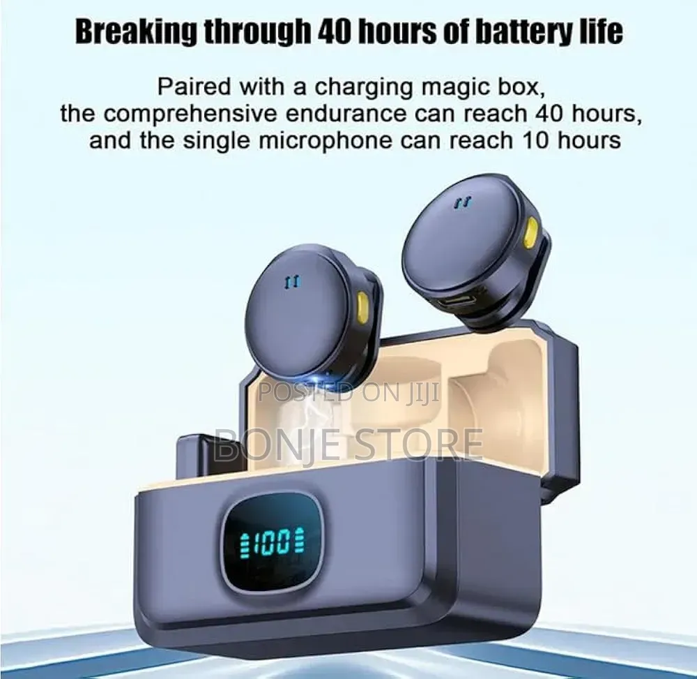 Q8 Dual Wireless Microphone With Led Display Case, Noise Cancelling