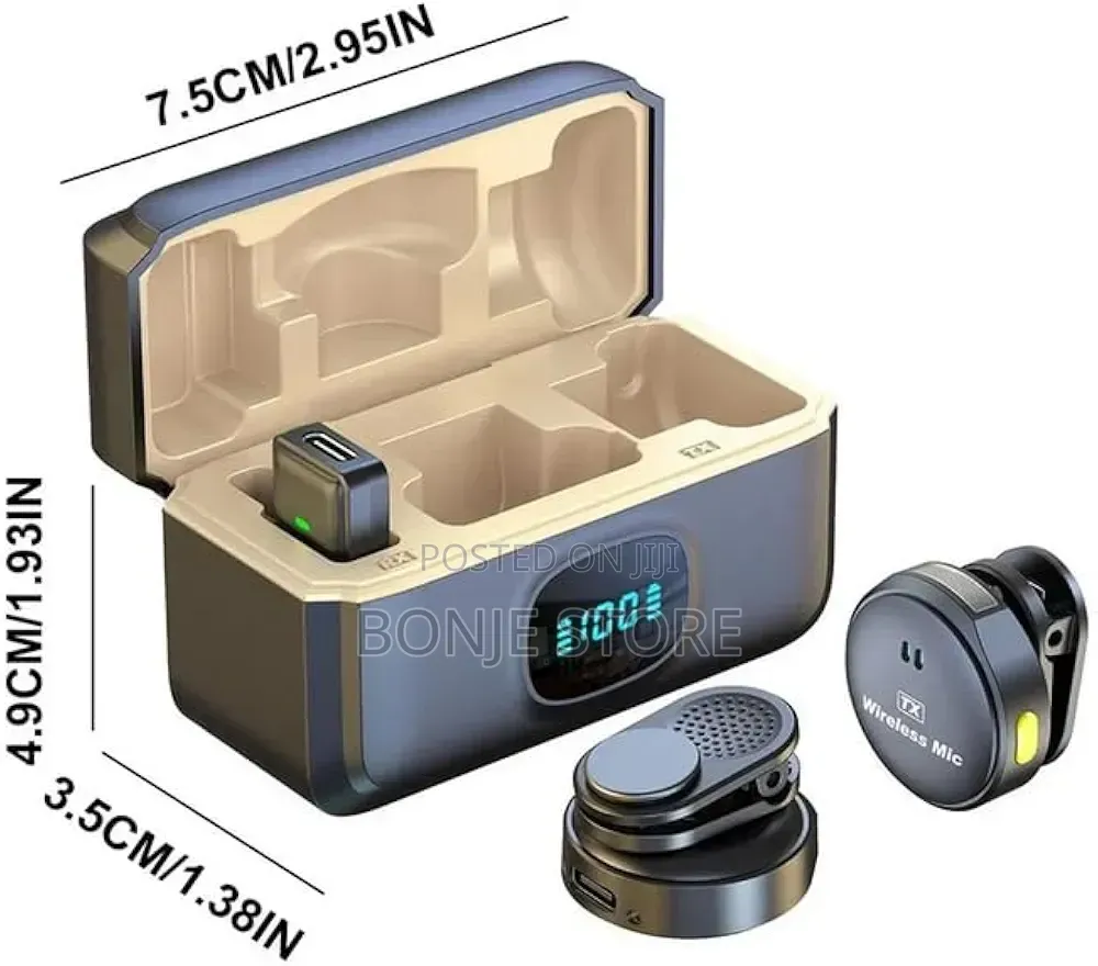Q8 Dual Wireless Microphone With Led Display Case, Noise Cancelling