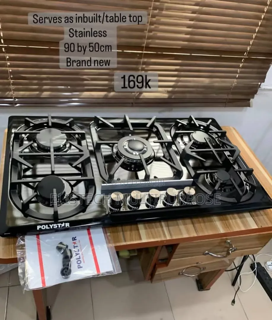 Polystar 90x50cm 5-Burner Gas Cooker