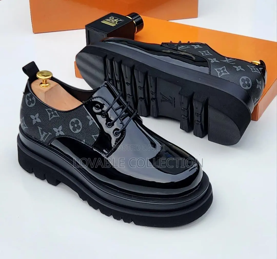 Premium Louis Vuitton Patent Monogram Platform Derby Shoes