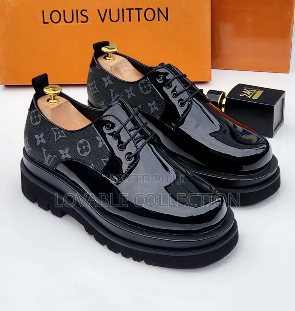 Premium Louis Vuitton Patent Monogram Platform Derby Shoes
